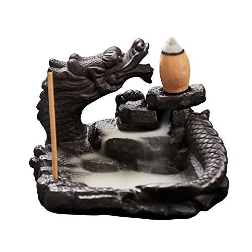 Mangetal Backflow Incense Holder, Incense Burner Incense Cones Burner Incense Stick Holder Ceramic Backflow Incense Burner with 10 Free Cones Home Decoration Creative Gift Dragon Incense Burner Mangetal Backflow Incense Holder, Incense Burner Incense Cones Burner Incense Stick Holder Ceramic Backflow Incense Burner with 10 Free Cones Home Decoration Creative Gift Dragon Incense Burner