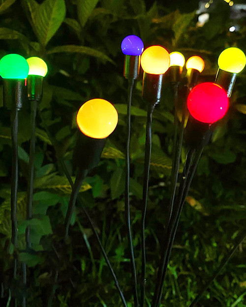 2PCS Solar Starburst Swaying Garden Light, Solar Powered Firefly Garden Lights Outdoor, Swaying When Wind Blows Solar Garden Lights Outdoor Decorative String Lights(COLOR8), 28in