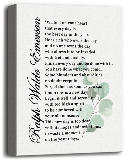 Ralph Waldo Emerson Poem Vintage Literary Inspirational Motivational Sign Decor, Canvas Wall Art Write It on Your Heart Inspirational Quote Decor, Great Gift for Home and Office Decor Under 12x15