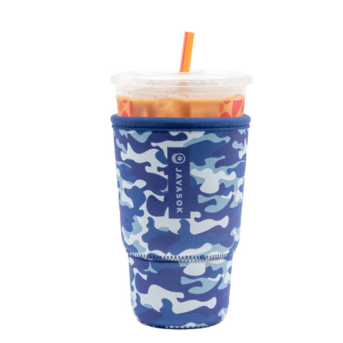 Sok It Java Sok Iced Coffee & Cold Soda Insulated Neoprene Cup Sleeve (Blue Camo, Medium: 24-28oz)