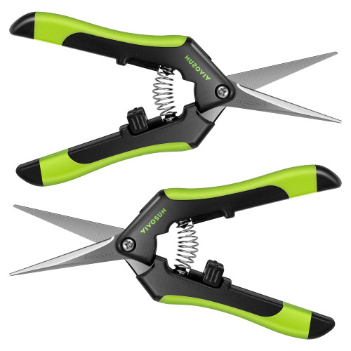 VIVOSUN Gardening Scissors 6.5 Inch Hand Pruner Pruning Shear with Straight Stailess Steel Blades, Black and Green