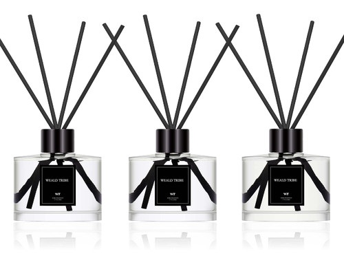 Reed Diffuser Set of 3 for Bathroom Air Fresheners, Oil Diffuser Sticks | Tuberose, Gardenia, Freesia Scent(1.7 fl oz Each Pack) Home Fragrance with 12 Stick Defusers | House Shelf Decor