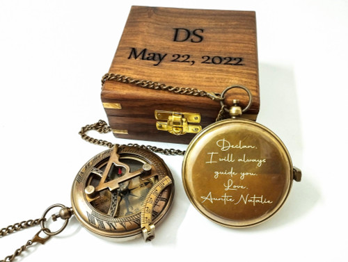 Personalized Compass, Engraved Compass, Custom Compass, Wedding Gift, Groomsmen Gift, Wedding Keepsake, Christmas, Baptism, Graduation, boy Scouts, Sundial, Nautical, Anniversary, Fathers Day