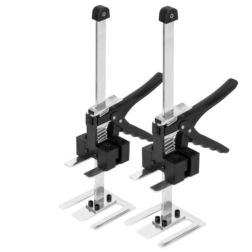 FEETE Labor Saving Arm, 15.4'' Arm Lifter Multi-Function Height Adjustment Wall Tile Locator, Men's Labor-Saving Tool, Door Panel Lifting Cabinet Jack Board Lifter (2PCS) (Black & Silver)