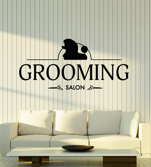 Vinyl Wall Decal Grooming Salon Pet Home Animals Care Stickers Mural Large Decor (g5235) Black