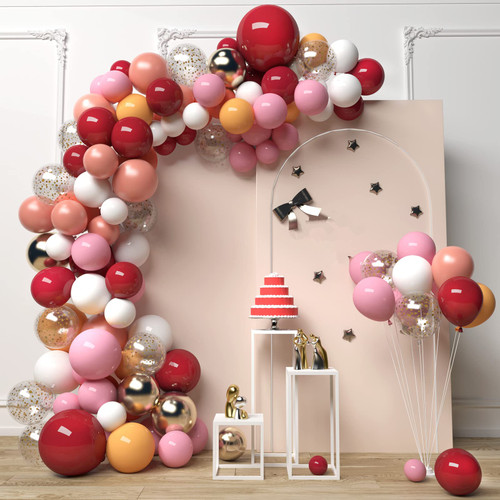 Burgundy Balloon Garland Kit, 102Pcs Wine Red,Pink, Gold Confetti Balloons Arch for Birthday Party Decorations, Wedding Supplies, Baby Shower Burgundy Balloon Garland Kit, 102Pcs Wine Red,Pink, Gold Confetti Balloons Arch for Birthday Party Decorations, Wedding Supplies, Baby Shower
