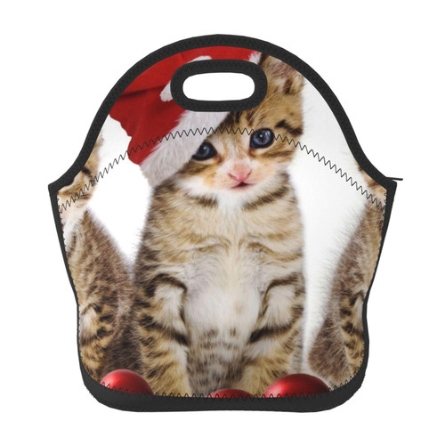 Neoprene Lunch Bags Funny Kitten Cats Printed Insulated Lunch Tote Bag Reusable Thermal Cooler Lunch Container Box For Work Travel Picnic