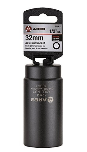 ARES 70063 | 1/2-inch Drive 6 Point Axle Nut Socket (32MM) | Extra Deep Impact Socket for Easy Removal of Axle Shaft Nuts