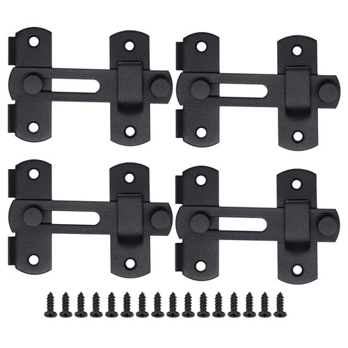GDFYMI Barn Door Lock, Stainless Steel Gate Latches, Flip Door Latch, Safety Door Bolt Latch Lock, Bi-fold Gate Lock, Sliding Door Latches Hardware, Wine Cabinet Window Closet (4 Pack, Frosted Black)