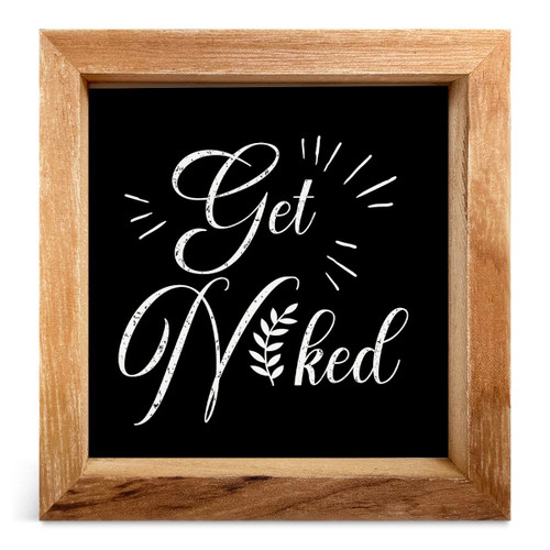 Rustic Style Funny Bathroom Wooden Framed Sign, Farmhouse Bathroom Theme Wood Block Sign Decorative Desk Sign Country Home Shelf Tabletop Art Decor, 5 X 5 Inches