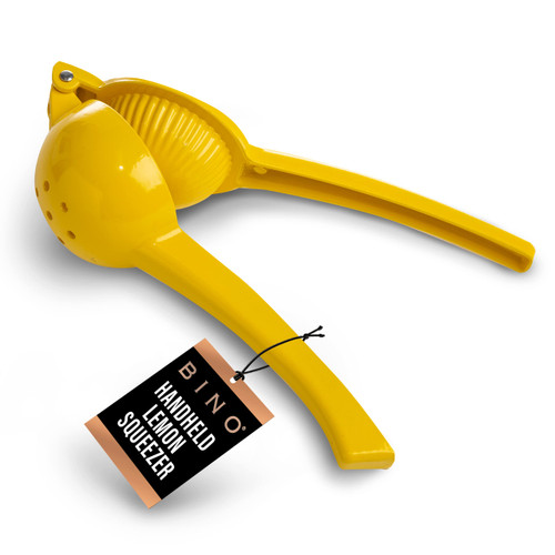 BINO Aluminum Alloy Lemon Juicer - Yellow | Citrus Squeezer Press | Manual Hand Juicer Tool for Squeezing Fruit Juice | Hand Press Juicing Tool for Lemon & LIme | Orange Squeezer | Kitchen Tools