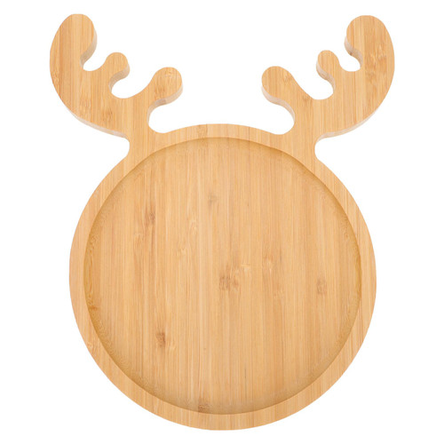 Cabilock Wooden Appetizer Tray Christmas Reindeer Shaped Sushi Serving Tray Rustic Serving Platter for Snack Dessert Fruit Steak