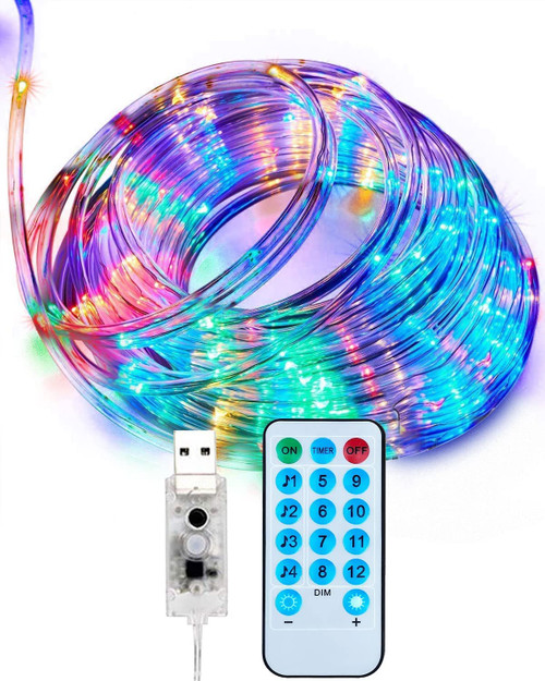 10M/32Ft 100LED Rope Lights, USB Powered Outdoor Rope Lights, 12 Modes LED Rope Lights Outdoor with Remote Control & Timer, Waterproof LED Fairy Lights for Indoor Outdoor Party,Wedding Decoration 10M/32Ft 100LED Rope Lights, USB Powered Outdoor Rope Lights, 12 Modes LED Rope Lights Outdoor with Remote Control & Timer, Waterproof LED Fairy Lights for Indoor Outdoor Party,Wedding Decoration