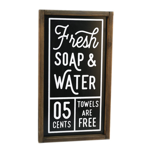 Lavender Inspired Fresh Soap and Water Sign-Farmhouse Bathroom Wall Decor-Rustic Bathroom Signs-Farmhouse Home Decor-Bath Sign-Guests Room Decor-Powder Room Sign-Housewarming Gifts (Black)