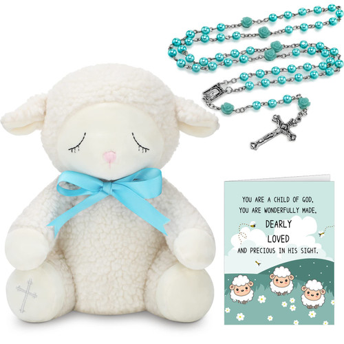 3 Pieces Baptism Gifts Baptism Lamb My First Baby Rosary Baptism Card for Boys Girls Baptism, Baby Shower, Holy Communion and Fun Registry Baby Baptism Gift (Blue) 3 Pieces Baptism Gifts Baptism Lamb My First Baby Rosary Baptism Card for Boys Girls Baptism, Baby Shower, Holy Communion and Fun Registry Baby Baptism Gift (Blue)