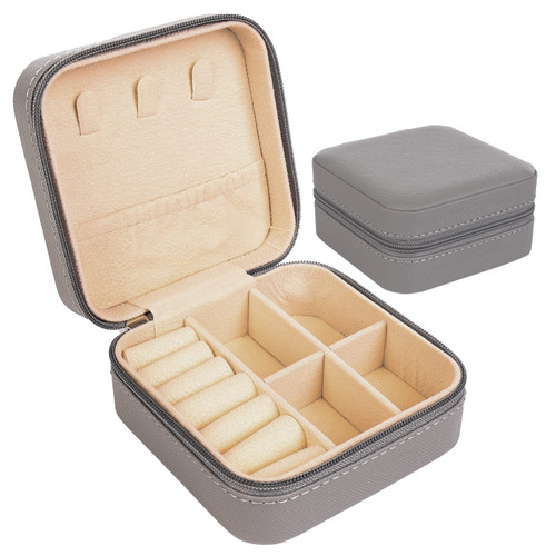 KElofoN Travel jewelry Organizer Travel jewelry case Travel Jewelry box Small Jewelry Organizer Box for Girls Women (1, Full grey)