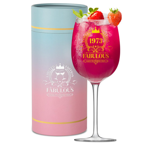 50TH Birthday Gifts for Her, FABULOUS 1973 Vintage 50th Wine Glass, 50-Year-Old Birthday Decorations for Women, Funny 50 Bday Gifts Idea For Women, Friends, Daughter Sister Mom - Turning 50 Present 50TH Birthday Gifts for Her, FABULOUS 1973 Vintage 50th Wine Glass, 50-Year-Old Birthday Decorations for Women, Funny 50 Bday Gifts Idea For Women, Friends, Daughter Sister Mom - Turning 50 Present