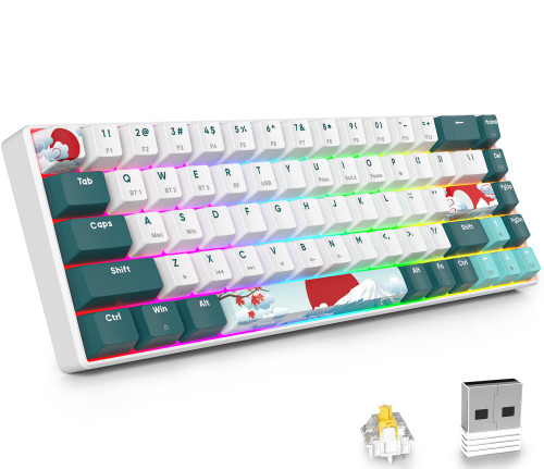 Fogruaden Hot Swappable 60% Wireless Mechanical Gaming Keyboard 60 Percent, 2.4G/USB-C/Bluetooth Keyboard, RGB Backlit, 68 Keys NKRO Compact Mini Keyboard for Win/Mac(Gateron Yellow Switch, Forest) Fogruaden Hot Swappable 60% Wireless Mechanical Gaming Keyboard 60 Percent, 2.4G/USB-C/Bluetooth Keyboard, RGB Backlit, 68 Keys NKRO Compact Mini Keyboard for Win/Mac(Gateron Yellow Switch, Forest)