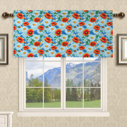 Valance Curtain,Floral Flower Pattern,Kitchen Farmhouse Window Valance for Living Room Bedroom Bathroom Decor,52" by 18",Multicolor Valance Curtain,Floral Flower Pattern,Kitchen Farmhouse Window Valance for Living Room Bedroom Bathroom Decor,52" by 18",Multicolor