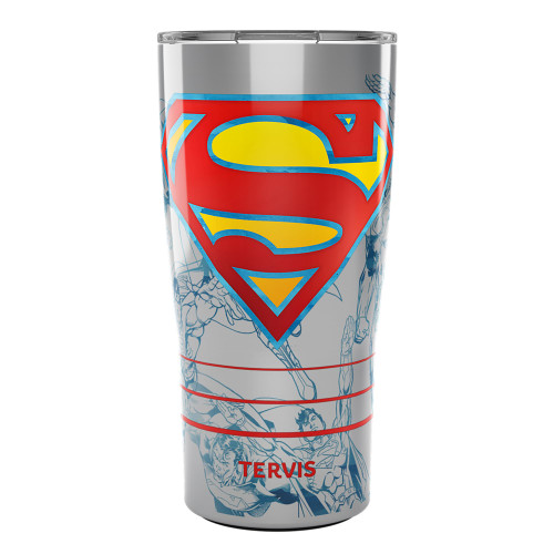 Tervis Traveler DC Comics Superman Lineage Triple Walled Insulated Tumbler Travel Cup Keeps Drinks Cold & Hot, 20oz, Stainless Steel
