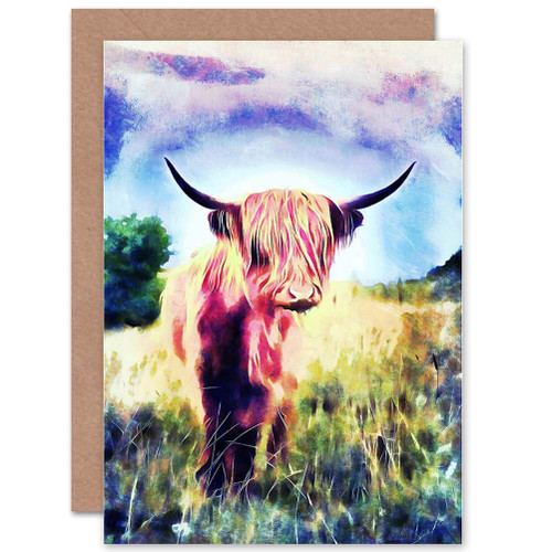 Wee Blue Coo PHOTO FARM LIVESTOCK ANIMAL HIGHLAND COW CALF SCOTLAND GREETINGS CARD