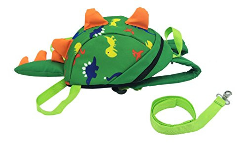 LmeiKK 3D Dinosaur Design Safety Leash Harness Bag Mini Backpack for Toddlers Kids (green)