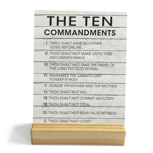 Bible Verse Desk Decor Rustic Plaque with Wood Stand, Motivational Quote Scriptures Wooden Sign, Christian Decorative Wood Sign for Home Office Shelf Decor