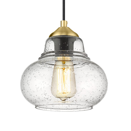 ELYONA Gold Pendant Light Fixtures, Mid-Century Modern Hanging Lights with 8" Handblown Seeded Bubble Glass Shade, Industrial Pendant Lighting for Kitchen Island, Dining Room, Bathroom, Bedroom