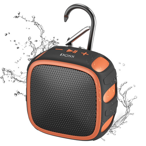 DOSS Waterproof Bluetooth Speaker: Bluetooth 5.0 Dual Pairing Loud Wireless Mini Speaker, 22H Playtime, IP67 Waterproof and Dustproof, Portable Outdoor Speaker for Camping, Hiking, Backpack, Shower