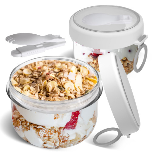 20oz Overnight Oats Containers with Lids,Oatmeal Container To Go with Lids and Spoon Leak-proof Overnight Oats Jars for Breakfast On The Go Cups (White) 20oz Overnight Oats Containers with Lids,Oatmeal Container To Go with Lids and Spoon Leak-proof Overnight Oats Jars for Breakfast On The Go Cups (White)
