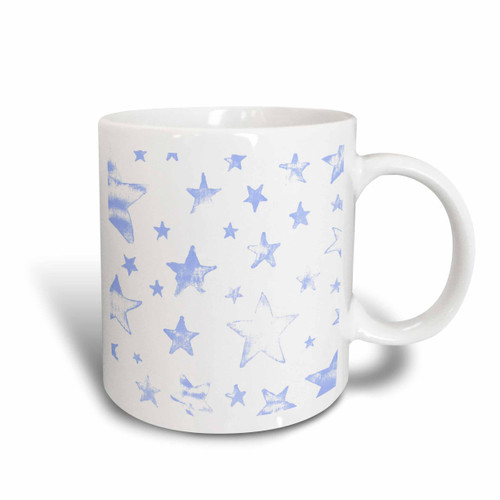 3dRose Blue and White Stars Two Tone Mug, 11 oz