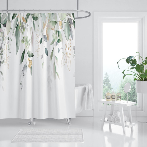 Hipposama Sage Green Eucalyptus Shower Curtain, Watercolor Plant Leaf Shower Curtain Set, Botanical Shower Curtains for Bathroom, Waterproof Fabric with 12 Hooks, 72 x 72 Inches Hipposama Sage Green Eucalyptus Shower Curtain, Watercolor Plant Leaf Shower Curtain Set, Botanical Shower Curtains for Bathroom, Waterproof Fabric with 12 Hooks, 72 x 72 Inches