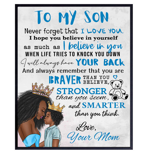 Boys Bedroom Decor - Black Art - African American Art - To My Son Gifts from Mom - Little Boys Room Decor - Wall Art for Boys - Blue Baby Boy Nursery Decor - Kids Room Decor - Family Decor Boys Bedroom Decor - Black Art - African American Art - To My Son Gifts from Mom - Little Boys Room Decor - Wall Art for Boys - Blue Baby Boy Nursery Decor - Kids Room Decor - Family Decor