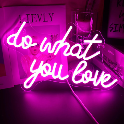 Nordstylee Led "Do What You Love" Neon Sign Letters USB Powered with Dimmer Switch Light Up Sign for Home Room Wall Decor Inspiring Neon Signs for Party Holiday Decoration Teen' Gift (Pink)
