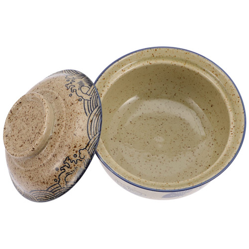 ERINGOGO Udon Noodle Bowl Food Serving Bowl Japanese Soup Bowl with Lid, Ceramic Noodle Bowl, Serving Food Bowl for Soup Salad Pasta Rice, Microwave Oven Safety Japanese Noodle Bowls Ceramic Dishes