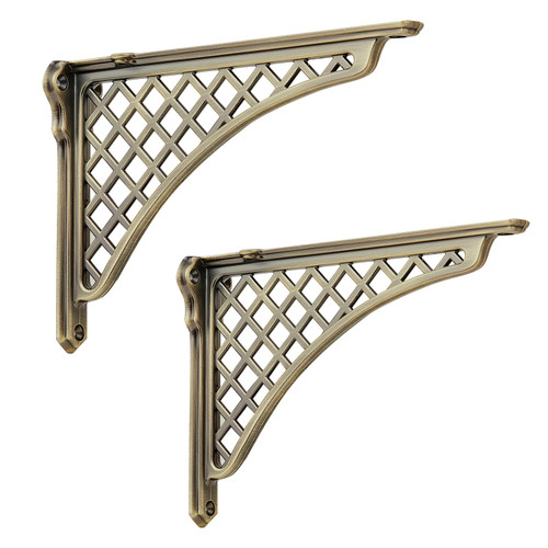 Shelf Bracket 8 Inches, Baroque L-Shaped Heavy Duty Cast Iron Victorian Shelf Brackets, Black Bronze 2 Pack