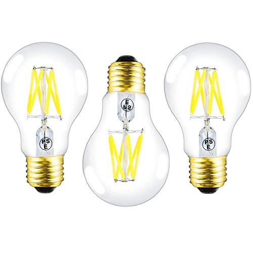 Klarlight Dimmable A19 LED Bulb Clear Glass Cover 6 Watt E26 Edison Bulb, 60W A19 Incandescent Light Bulbs Equivalent, Daylight A60 E26 Medium Base LED Vintage Filament Light Bulb for Ceiling Fan
