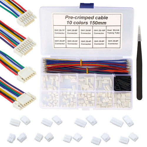 Keszoox GH 1.25mm Connector Kit and Premium Pre-Crimped Cables? for Pixhawk Flight Controller Wire Kit Pixhawk2?Total 140pcs GH1.25 Connectors and 10 Colors 200pcs 28AWG Cable 150mm Wire