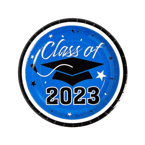 Fun Express Class of 2023 Blue Dinner Plates,25 Count