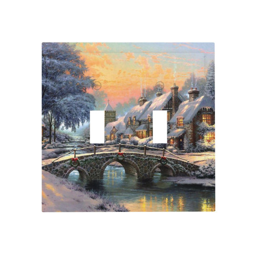 Wall Plate Winter Snow Scene 2-Gang Light Switch Plate Duplex Toggle Switch Covers For Bedroom Kitchen Home Decor