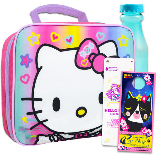 Hello Kitty Lunch Box for Girls Set - Bundle with Hello Kitty Lunch Bag Plus Stickers, Water Bottle, More | Hello Kitty Lunch Container