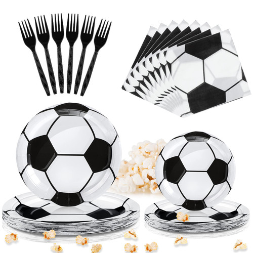 Yetene 96 Pieces Soccer Party Supplies Soccer Theme Birthday Tableware Set Includes 7 Inch 9 Inch Disposable Soccer Ball Plates, Paper Napkins, Forks for Sports Themed Birthday Decorations, Serves 24 Guests Yetene 96 Pieces Soccer Party Supplies Soccer Theme Birthday Tableware Set Includes 7 Inch 9 Inch Disposable Soccer Ball Plates, Paper Napkins, Forks for Sports Themed Birthday Decorations, Serves 24 Guests