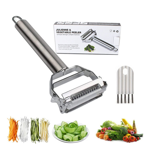 Vegetable Peeler,Julienne Peeler,Stainless Steel Multifunctional peeler,Double-Sided Blade Vegetable Julienne Cutter and Fruit Slicer,Potato Peelers,Peeler for Carrot Apple Veggie Fruit (1pce)