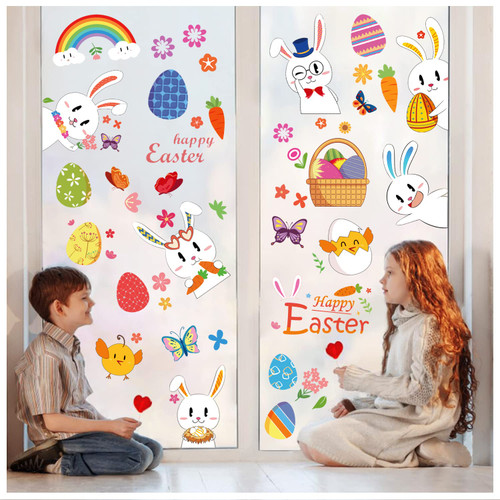 Partywind Easter Window Clings Stickers, 9 Sheets Easter Window Clings Decorations for The Home Glass, Easter Spring Window Decals for Party Ornaments Decor Partywind Easter Window Clings Stickers, 9 Sheets Easter Window Clings Decorations for The Home Glass, Easter Spring Window Decals for Party Ornaments Decor