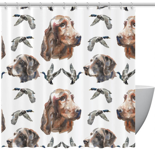 VAPOKF Shower Curtain for Bathroom Decor, Irish Setter Deutsch Kurzhaar and Wild Duck Waterproof Polyester Fabric Bath Curtain Set with 12 Hooks - 60x72 Inches
