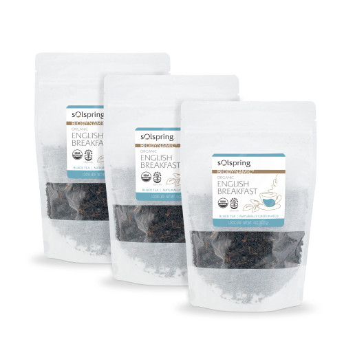 Dr. Mercola Solspring Biodynamic Organic English Breakfast Loose Leaf Tea, 4 oz. (Pack of 3), Traditional Black Loose Leaf Tea, Naturally Caffeinated, non GMO, Soy Free, Gluten Free, USDA Organic, Demeter Certified Biodynamic