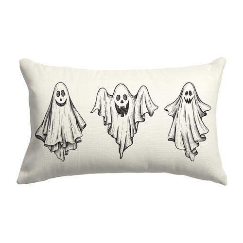 LOMCHEN Halloween Decor Pillow Covers 12x20 inch Halloween Ghost Lumbar Pillow Cover for Halloween Decorations Halloween Pillows Decorative Pillow Cover for Home Sofa Couch