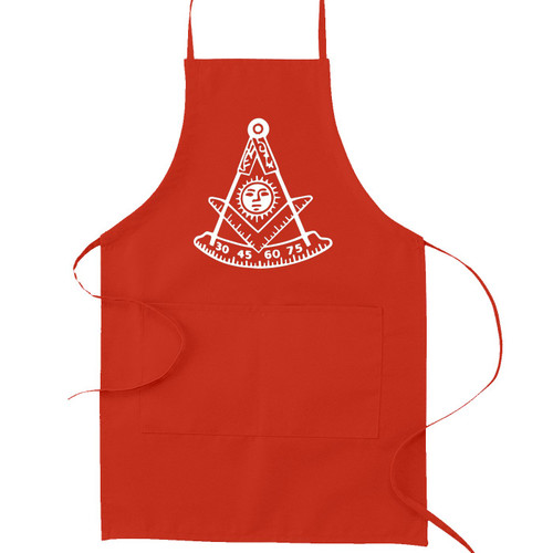 Past Master with Square & Protractor Masonic Cooking Kitchen Apron - [Red]