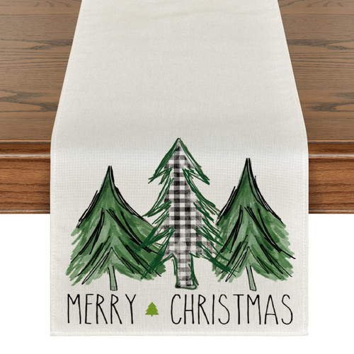 Artoid Mode Buffalo Plaid Merry Christmas Trees Table Runner, Seasonal Winter Xmas Holiday Kitchen Dining Table Decoration for Home Party Decor 13 x 90 Inch Artoid Mode Buffalo Plaid Merry Christmas Trees Table Runner, Seasonal Winter Xmas Holiday Kitchen Dining Table Decoration for Home Party Decor 13 x 90 Inch