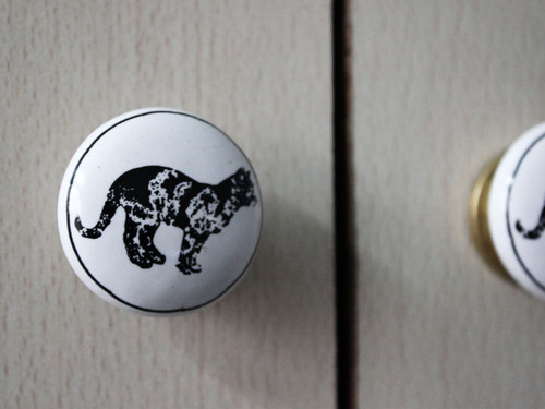 Indian Shelf 8 Pack Knobs for cabinet | Black Kids Drawer Knobs | Cat Fauna Kids Knobs | Ceramic Knobs and Pulls | Drawer Knobs | Cabinet Pulls | Vintage Drawer knobs